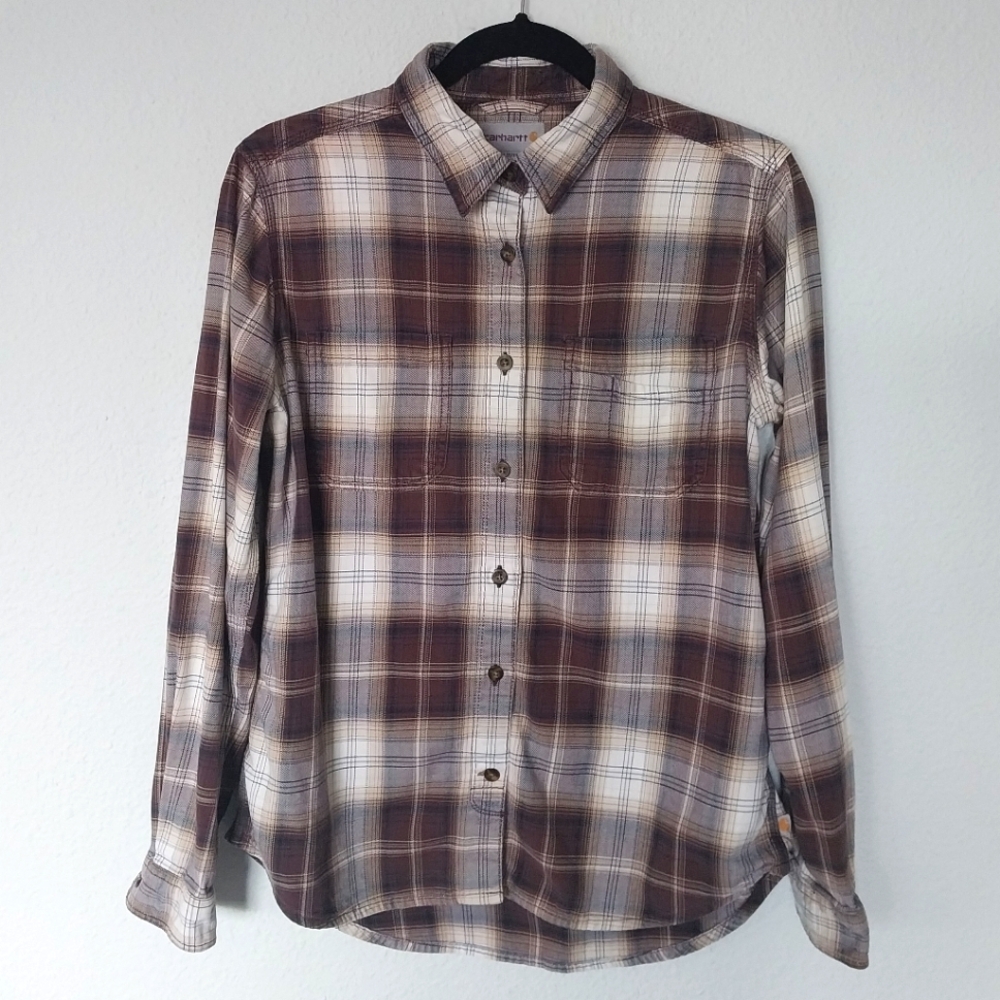 Carhartt Brown Plaid Medium Weight Long Sleeve Flannel Shirt